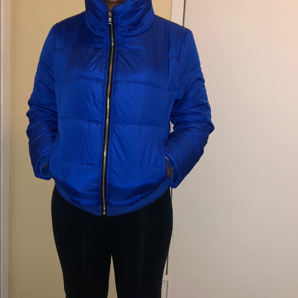 Women Royal Blue Puffer Jacket